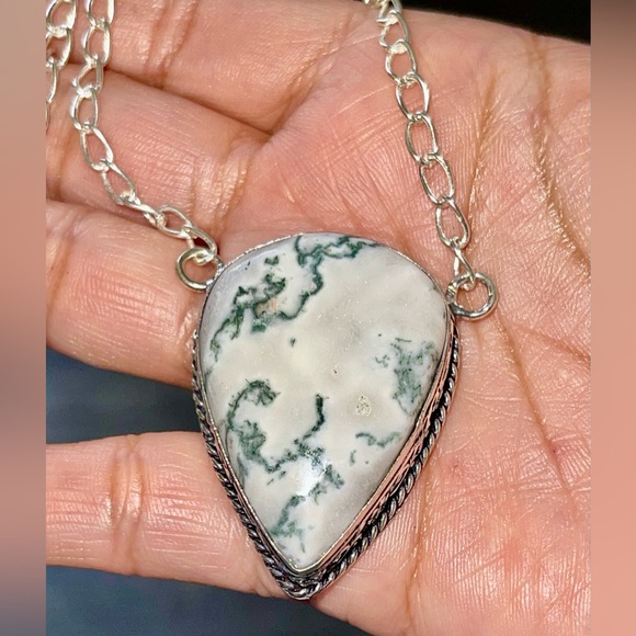 Dendritic Tree Agate Pendant Necklace - Picture 1 of 10